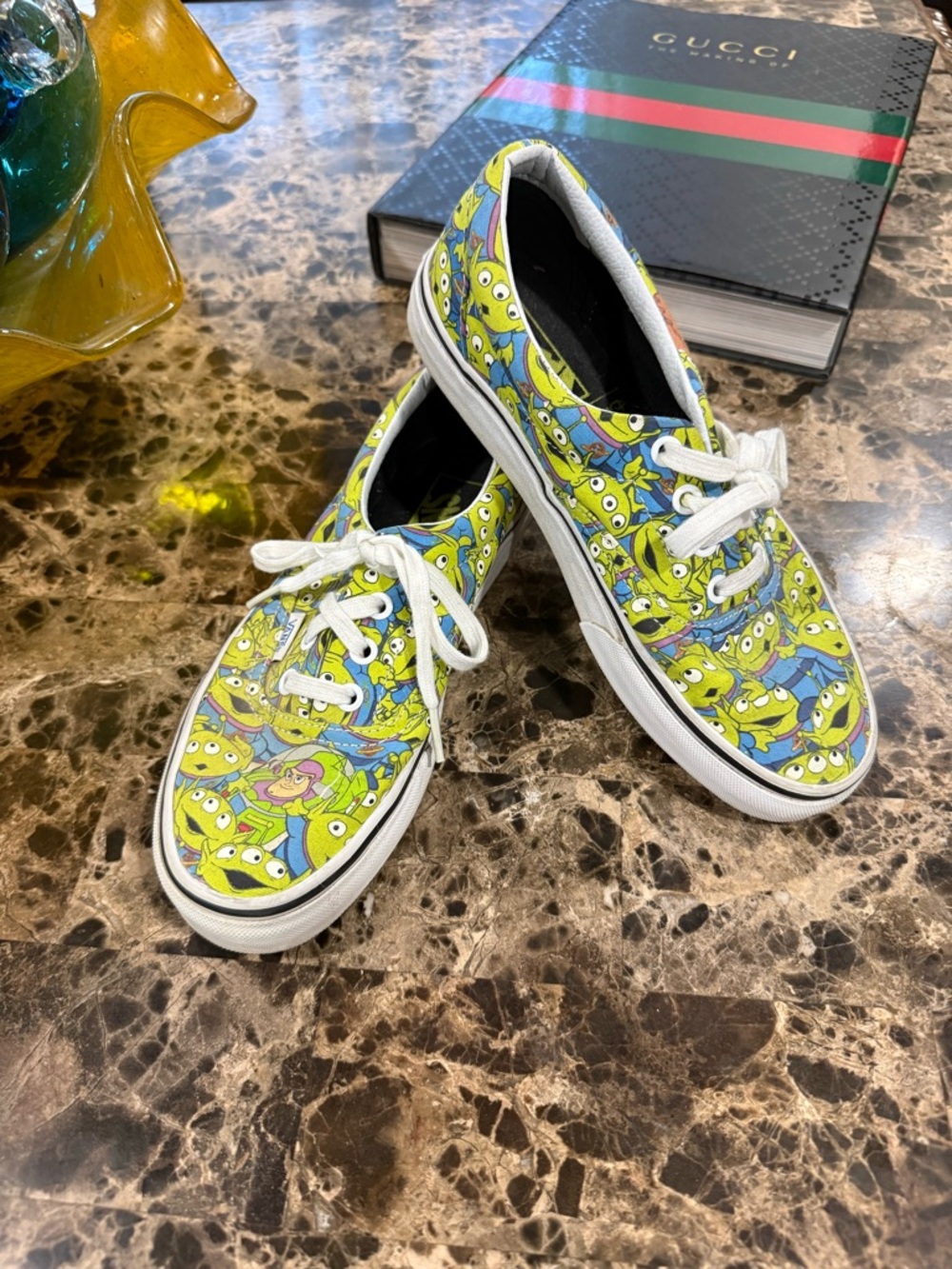 Vans Low Top Sneakers with Toy Story Alien Print in Green and Blue
